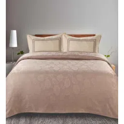 saral home Beige Floral 144 TC 100% Cotton King Sized Bed Sheets with 2 Pillow Covers-picture-19