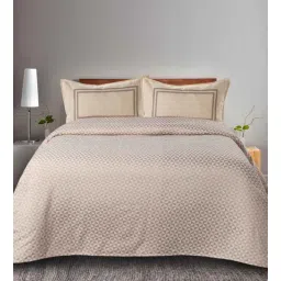 saral home Beige Geometric 144 TC 100% Cotton King Sized Bed Sheets with 2 Pillow Covers-picture-40
