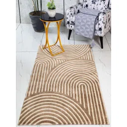 Saral Home Beige Geometric Anti-Skid Polyester Carpet-picture-32