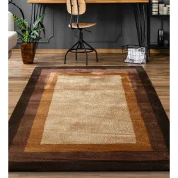 saral home Beige Geometric Cotton 4 ft x 6 ft Machine Made Carpet-picture-14