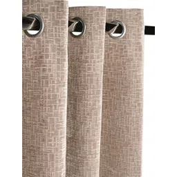 Saral Home Beige Geometric Printed Black Out Door Curtain-picture-32