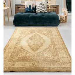 saral home Beige Persian Cotton 5 ft x 7 ft Machine Made Carpet-picture-26