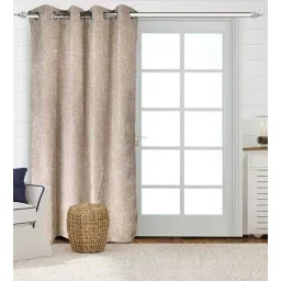 saral home Beige Polyester Solid 9ft Semisheer Eyelet Long Door Curtain-picture-29