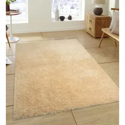 saral home Beige Shaggy Polyester 4 ft x 6 ft Machine Made Carpet-picture-12