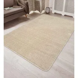 saral home Beige Solid Cotton 6 ft x 9 ft Hand Woven Carpet-picture-39