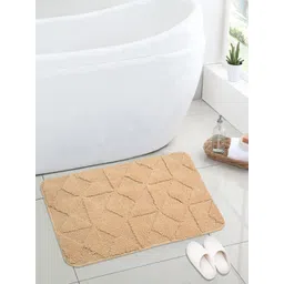 Saral Home Beige Textured Firki Pattern Anti Slip Bath Rug-picture-37