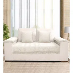 saral home Beige Zig-Zag Velvet 2 Seater Sofa Cover (Pack of 5)-picture-40