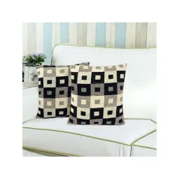 Saral Home Black & Beige Chenille Cushion Covers - Set of 2-picture-41
