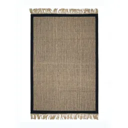 Saral Home Black Geometric Textured Anti-Skid Jute Cotton Carpet-picture-33
