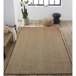 saral home Black Solid Jute 6 ft x 9 ft Hand Woven Carpet-picture-16