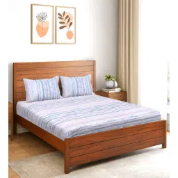 saral home Blue Abstract 200 TC Microfiber Queen Bedsheet with 2 Pillow Covers-picture-22