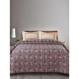 Saral Home Blue & Beige Floral 160 TC Queen Cotton Bedsheet With 2 Pillow Covers-picture-36