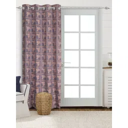 Saral Home Blue & Beige Floral Black Out Door Curtain-picture-43