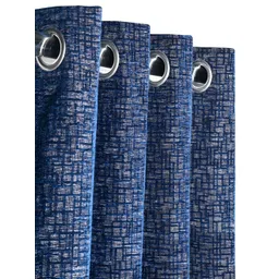 Saral Home Blue & White Geometric Printed Black Out Long Door Curtain-picture-39