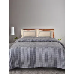 Saral Home Blue & White Striped 350 TC King Bedsheet with 2 Pillow Covers-picture-30