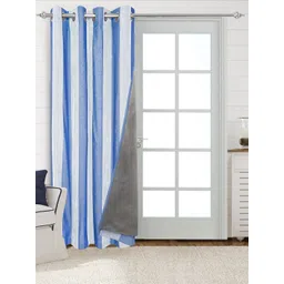 Saral Home Blue & White Striped Black Out Cotton Long Door Curtain-picture-27
