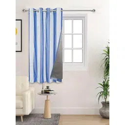 Saral Home Blue & White Striped Cotton Black Out Non-Fading Window Curtain-picture-24