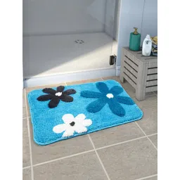 Saral Home Blue & White Textured Anti Skid Bath Mats-picture-24