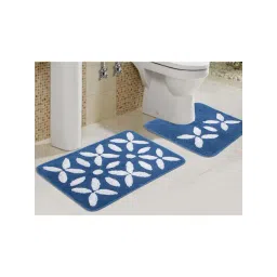 Saral Home Blue Cotton 1416 GSM Bath & Contour Mat Set-picture-42