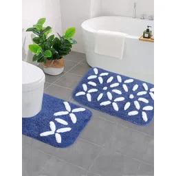 Saral Home Blue Cotton Bath Rug & Contour-picture-40