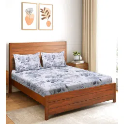 saral home Blue Floral 200 TC Microfiber Queen Bedsheet with 2 Pillow Covers-picture-33