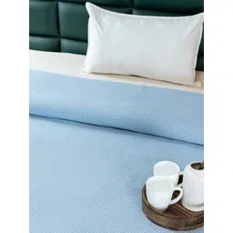 Saral Home Blue Geometric 300 TC Single Bedsheet with 1 Pillow Covers-picture-29