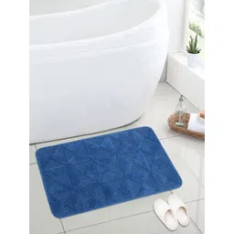 Saral Home Blue Modern Soft Cotton Textured Anti Slip 110 GSM Bath Rug-picture-27