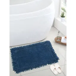 Saral Home Blue Solid Cotton Shaggy Bath Mat-picture-10