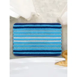 Saral Home Blue Striped 650 GSM Anti-Skid Bath Rug image 1