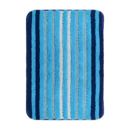 Saral Home Blue Striped 650 GSM Anti-Skid Bath Rug image 5