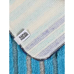 Saral Home Blue Striped 650 GSM Anti-Skid Bath Rug image 4