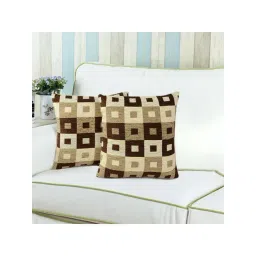 Saral Home Brown & Beige Chenille Cushion Covers - Set of 2-picture-13