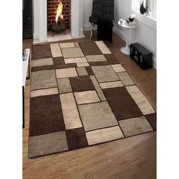 Saral Home Brown & Beige Geometric Microfiber Anti-Skid Carpet-picture-40