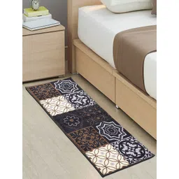 Saral Home Brown & Cream Ethnic Motifs Printed Pure Cotton Anti Skid Runner-picture-26