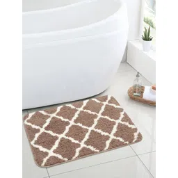 Saral Home Brown & White Ogee Design Anti-Skid Bath Rug-picture-20