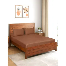 Saral Home Brown Ethnic Motifs Cotton 210 TC King Bedsheet with 2 Pillow Covers-picture-21