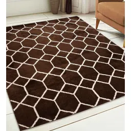 saral home Brown Geometric Microfibre 6 ft x 9 ft Hand Woven Carpet-picture-10