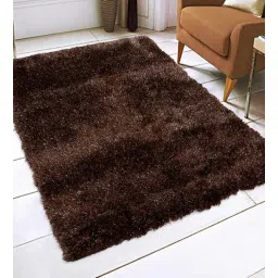 saral home Brown Shaggy Polyester 6 ft x 9 ft Machine Made Carpet-picture-10