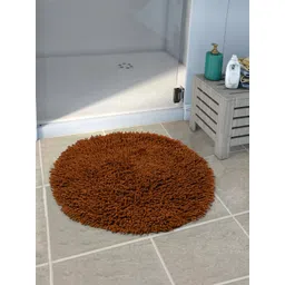 Saral Home Brown Solid Cotton Anti-Skid Shaggy Round Bath Mat-picture-33
