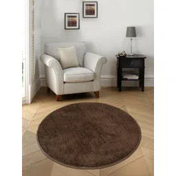 Saral Home Brown Solid Cotton Anti-Skid Shaggy Round Floor Mat-picture-24