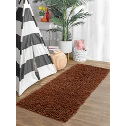 Saral Home Brown Solid Shaggy Anti-Skid Runner-picture-34