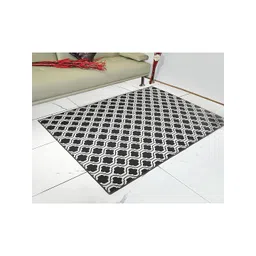 Saral Home Charcoal Grey & White Geometric Printed Cotton Modern Carpet-picture-27