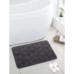 Saral Home Charcoal Grey Firki Pattern Anti-Slip Bath Rug-picture-18