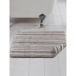Saral Home CLAIRE Stripes Beige Cotton Reversible Bath Mat-picture-34