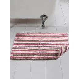 Saral Home CLAIRE Stripes Maroon Cotton Reversible Bath Mat-picture-10