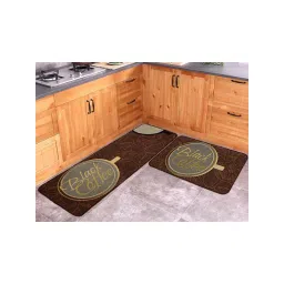 Saral Home Coffee Brown & Grey Polyester Kitchen Mats - Set of 2-picture-26