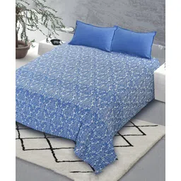 Saral Home Cotton Striped Queen Size Bedsheet with 2 Pillow Covers (Blue, 90"X100")-picture-12