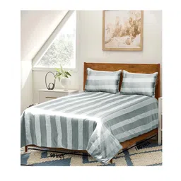 Saral Home Dhari Soft Satin Weave 100% Cotton 300 Self Pattern Bed Sheet in Size Queen with Pillow Cover - Multicolor-image-40