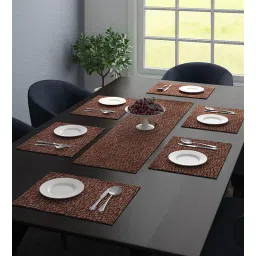 saral home Donald (18x13) Brown Polyester (Set of 7) Table Linen Set-picture-13