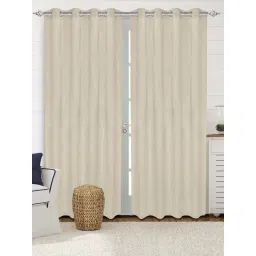 Saral Home Easy Living Beige Polyester 224 GSM Velvet Curtain - Set of 2-picture-37